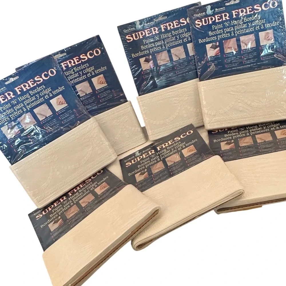 Vintage Graham & Brown Super Fresco Wallpaper Border 7 Roll NEW Paintable Ribbon